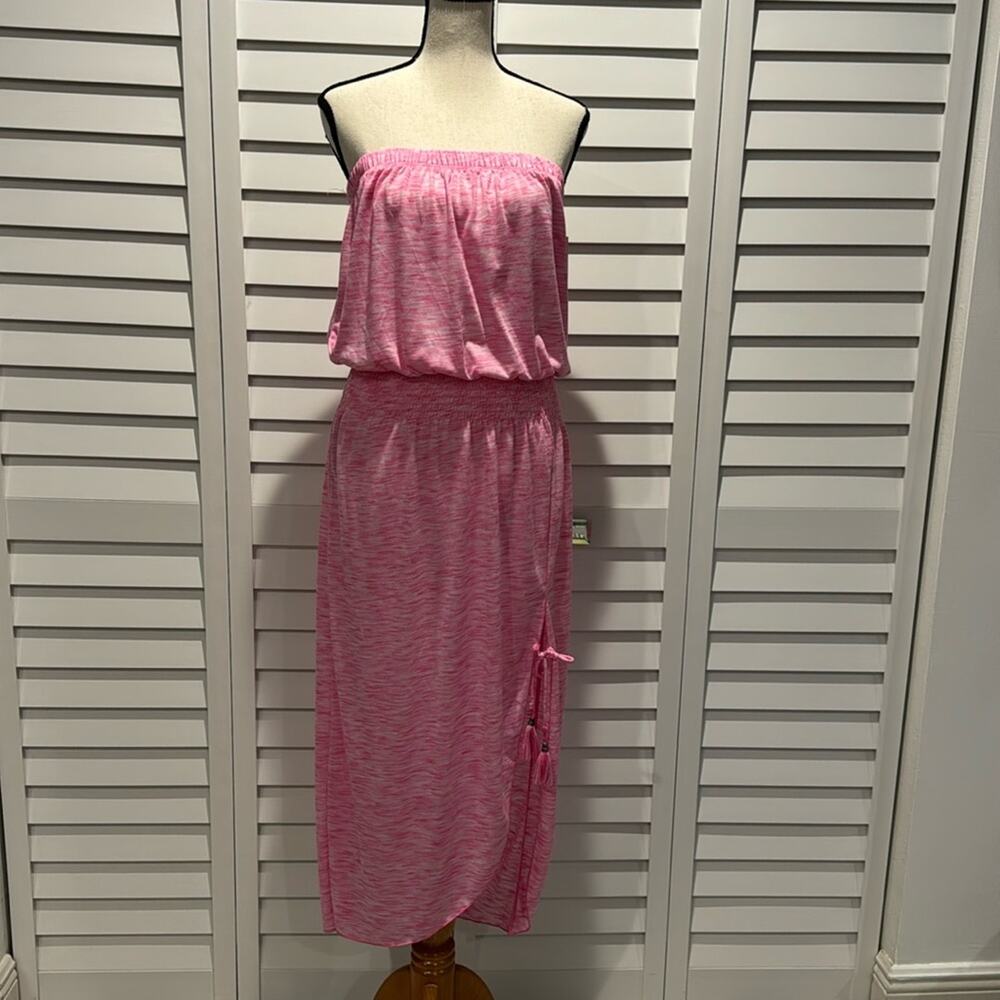 Becca NWT Strapless Beach Dress with front-side Slit in Polyester/Rayon blend.